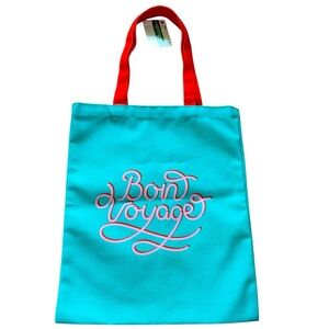 Canvas bag tote Turquoise-orange. Bon Voyage design print multipurpose bag NEW
